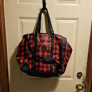 Roots Red and Black Plaid Women's Satchel